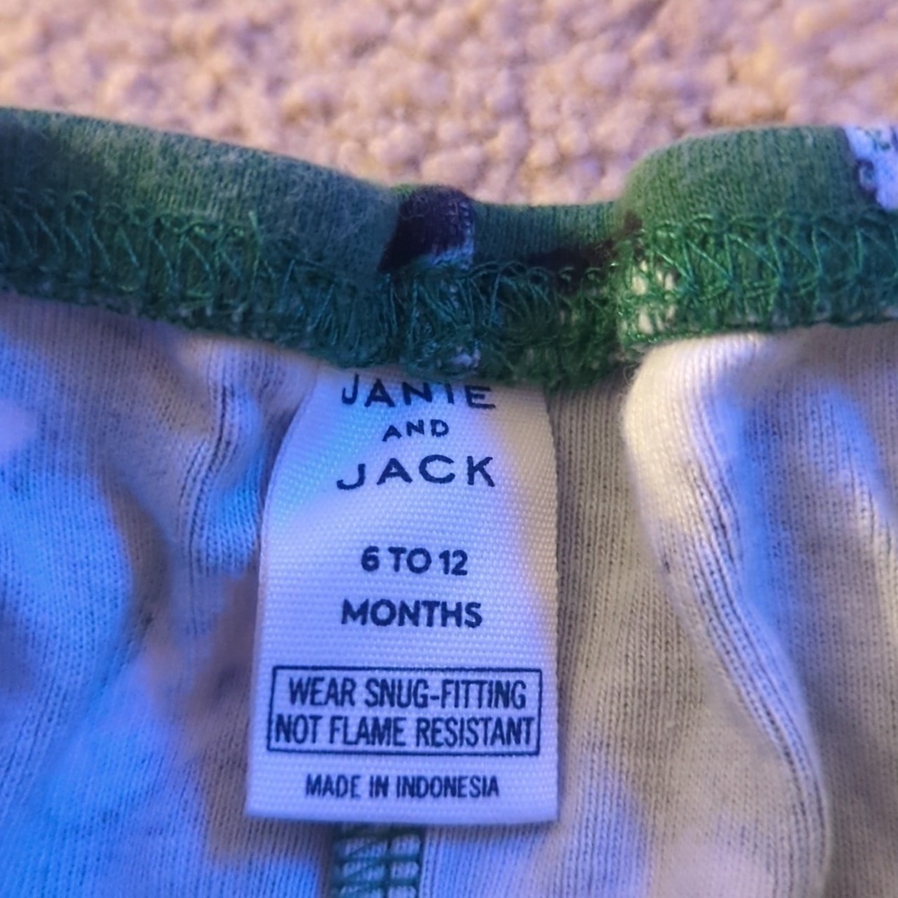 Janie & Jack Green Cars Two Pieces Pajama Set Size 6-12 Months - Picture 7 of 8